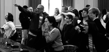 The courtroom was crowded