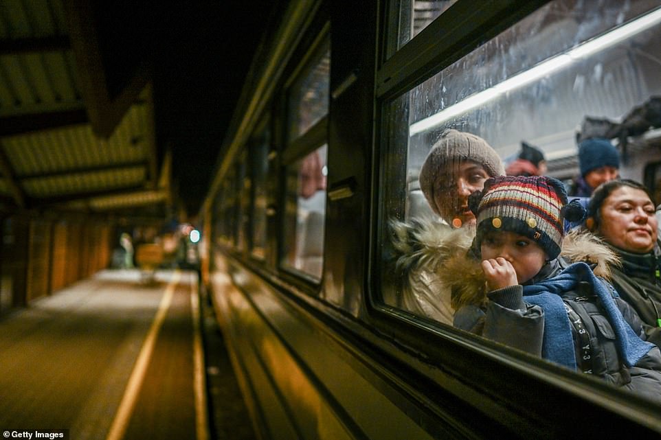 Refugee kids on train
