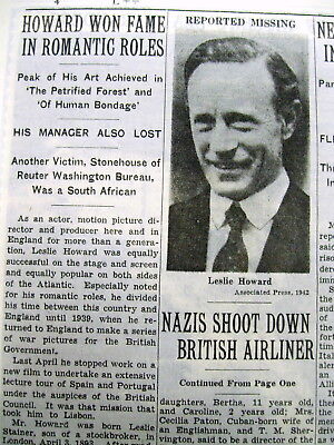 LESLIE HOWARD KILLED BY NAZIS