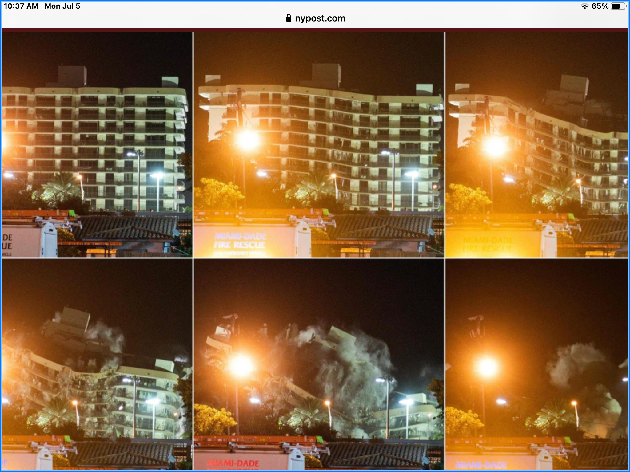 Miami condo blown up.