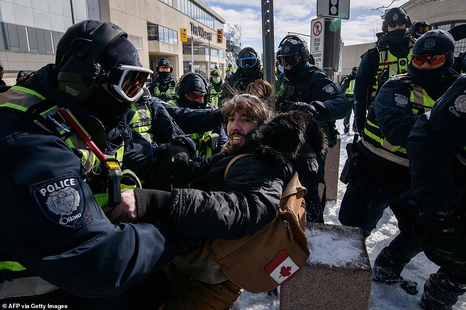 Riot cops crush protesters